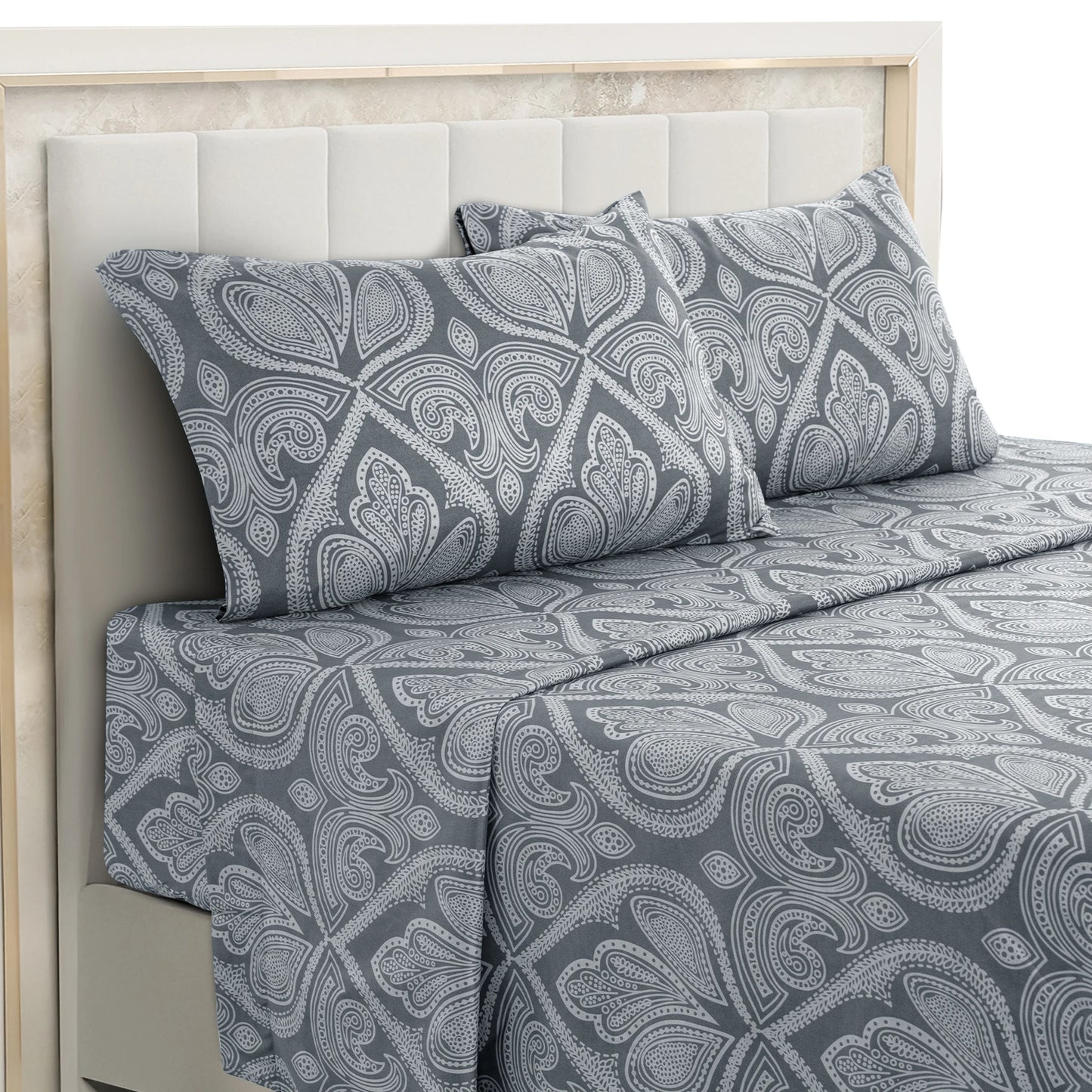 Lux Decor 4 Piece Paisley Bed Sheet Set Wrinkle Resistant Bedding