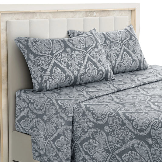 Lux Decor 4 Piece Paisley Bed Sheet Set Wrinkle Resistant Bedding