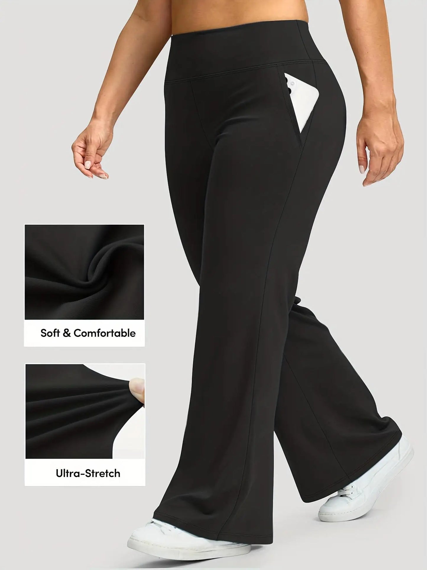Women's High-Waisted Flared Yoga Pants Polyester Fabric