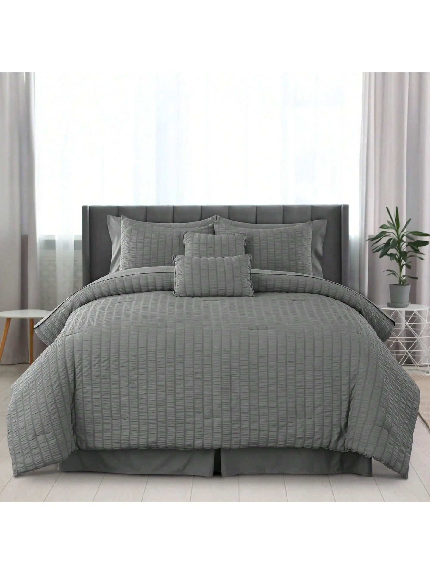 LDC Lux Decor Collection Seersucker Comforter Set With Sheets