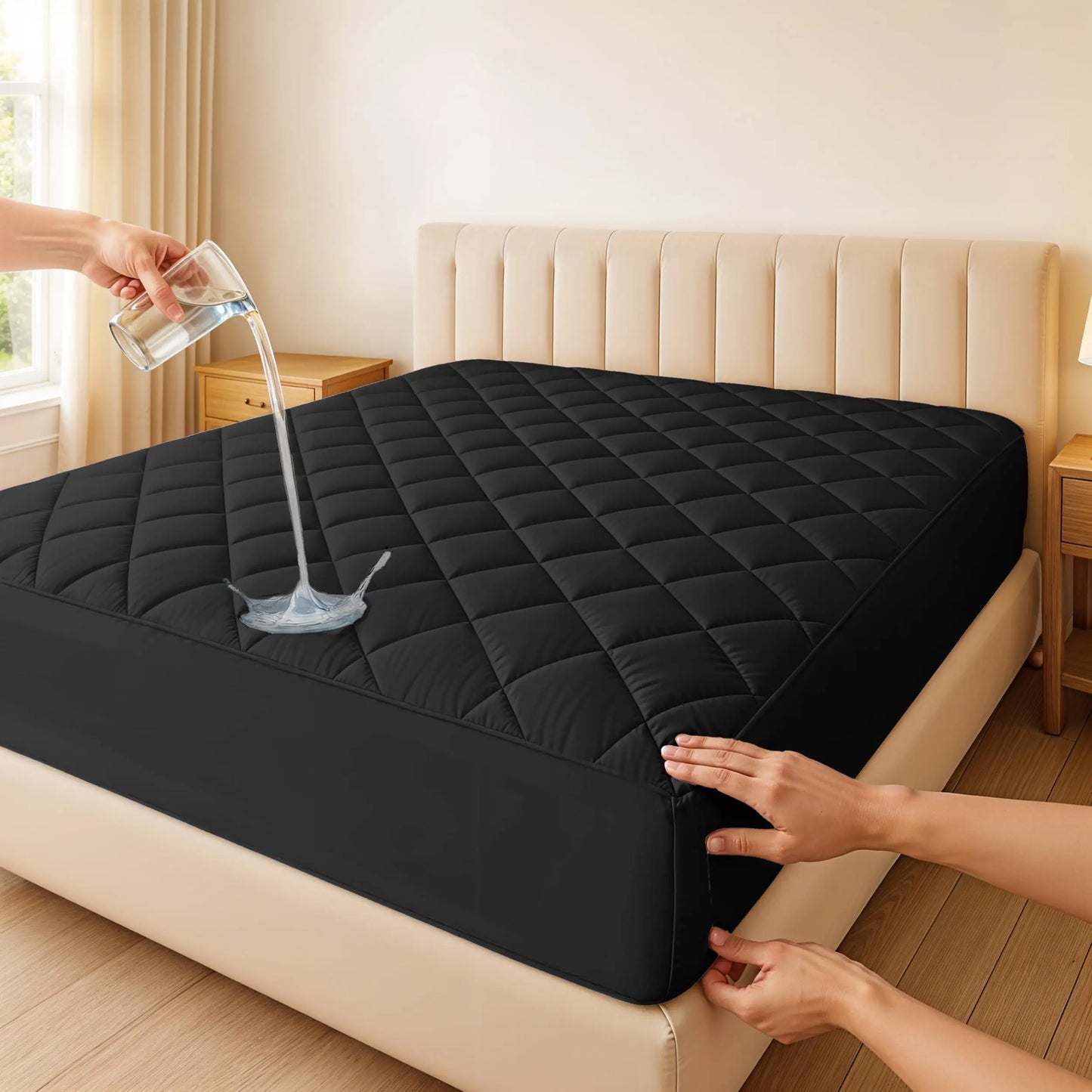 Lux Decor Quilted Mattress Pad With Elastic Fitted Cover