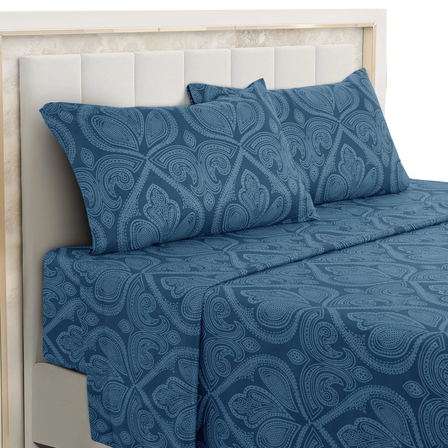 Lux Decor 4 Piece Paisley Bed Sheet Set Wrinkle Resistant Bedding