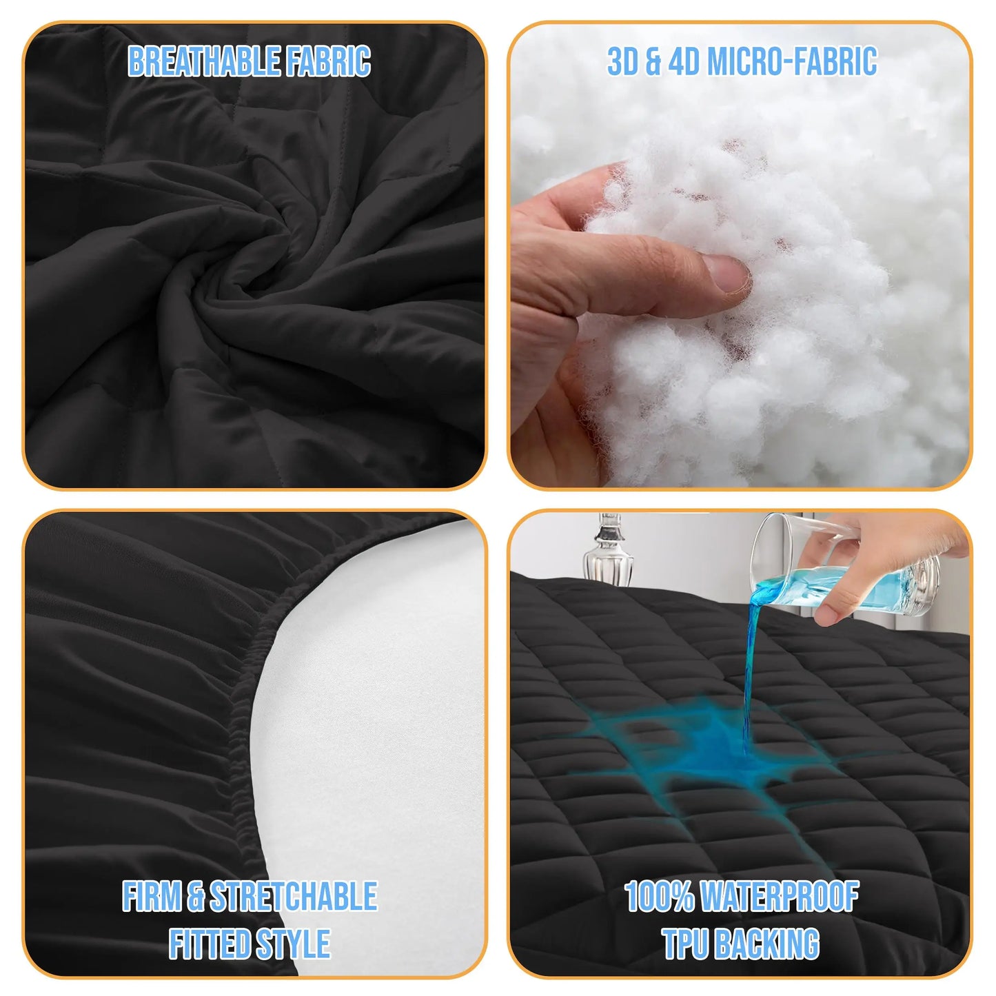 Lux Decor Quilted Mattress Pad With Elastic Fitted Cover