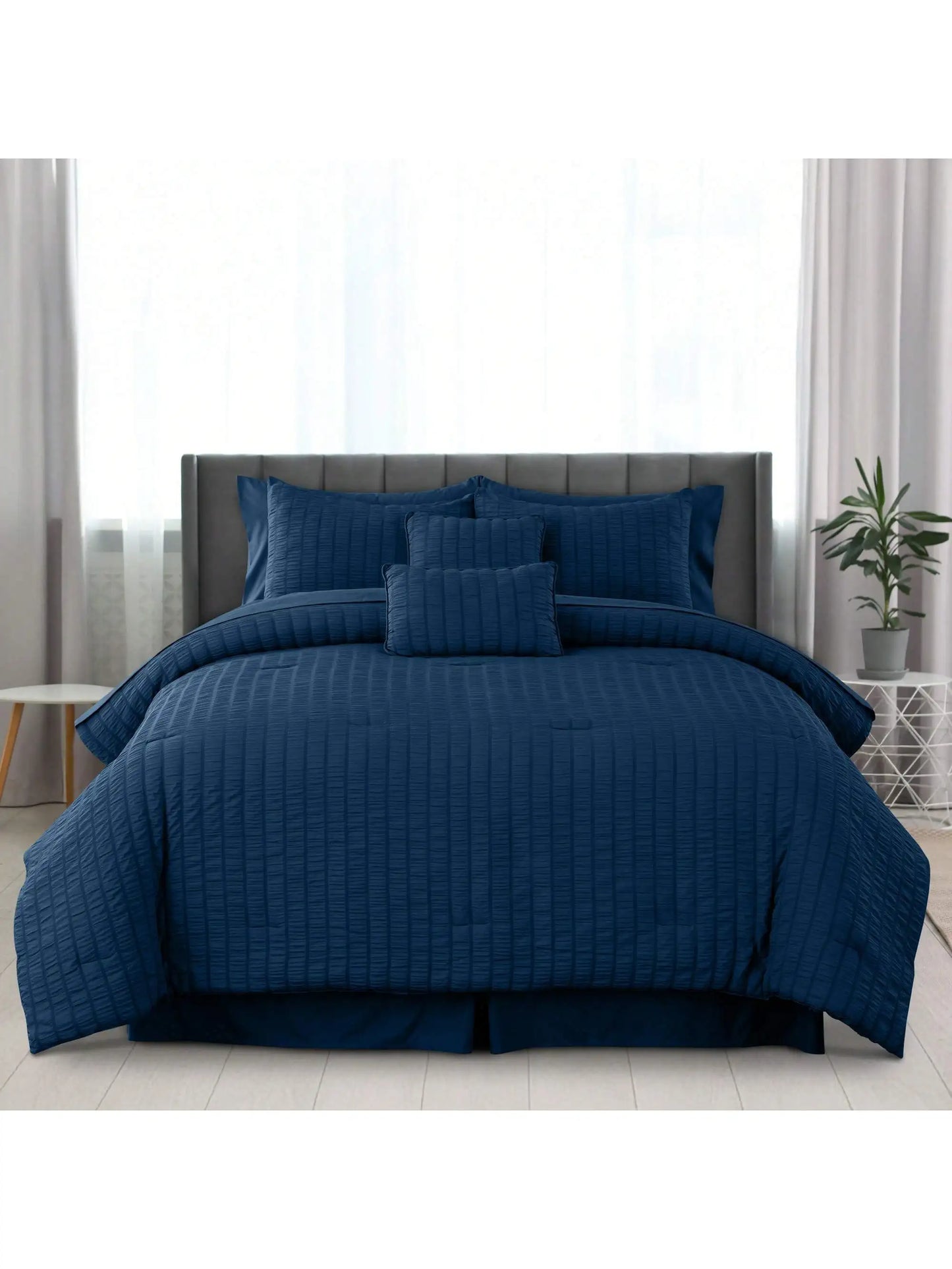 LDC Lux Decor Collection Seersucker Comforter Set With Sheets