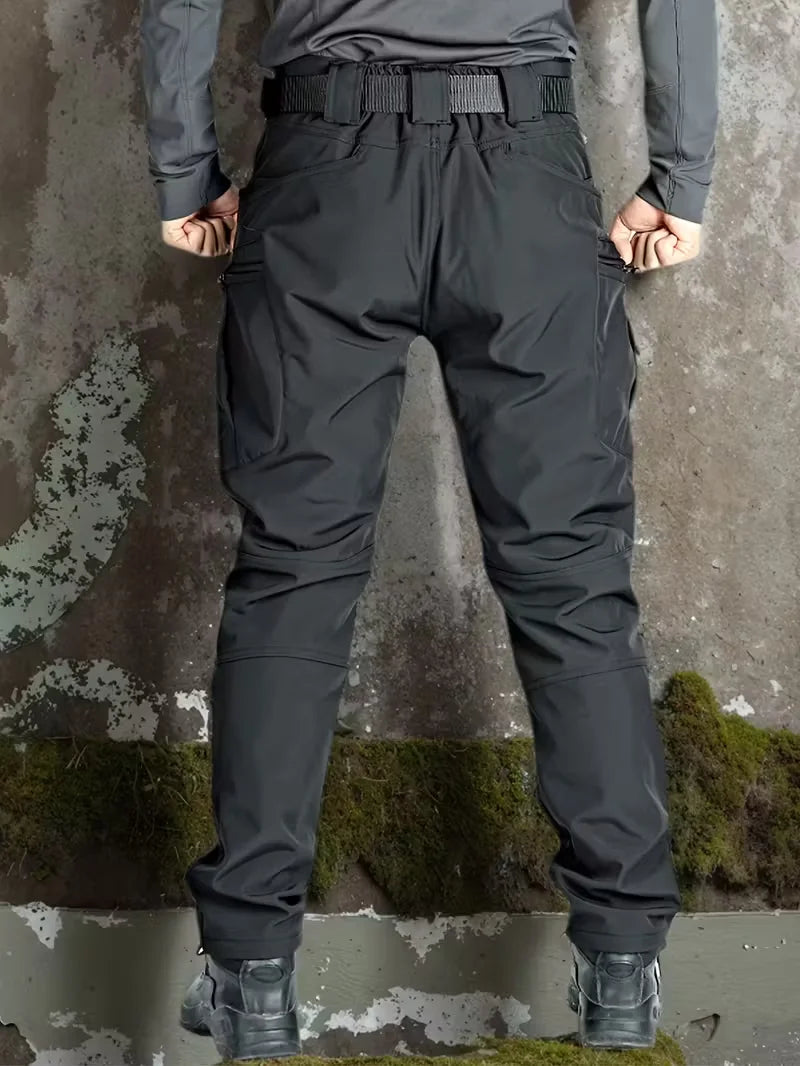 Mens Tactical Fleece-Lined Work Pants Heavyweight Slim Fit Safari Style