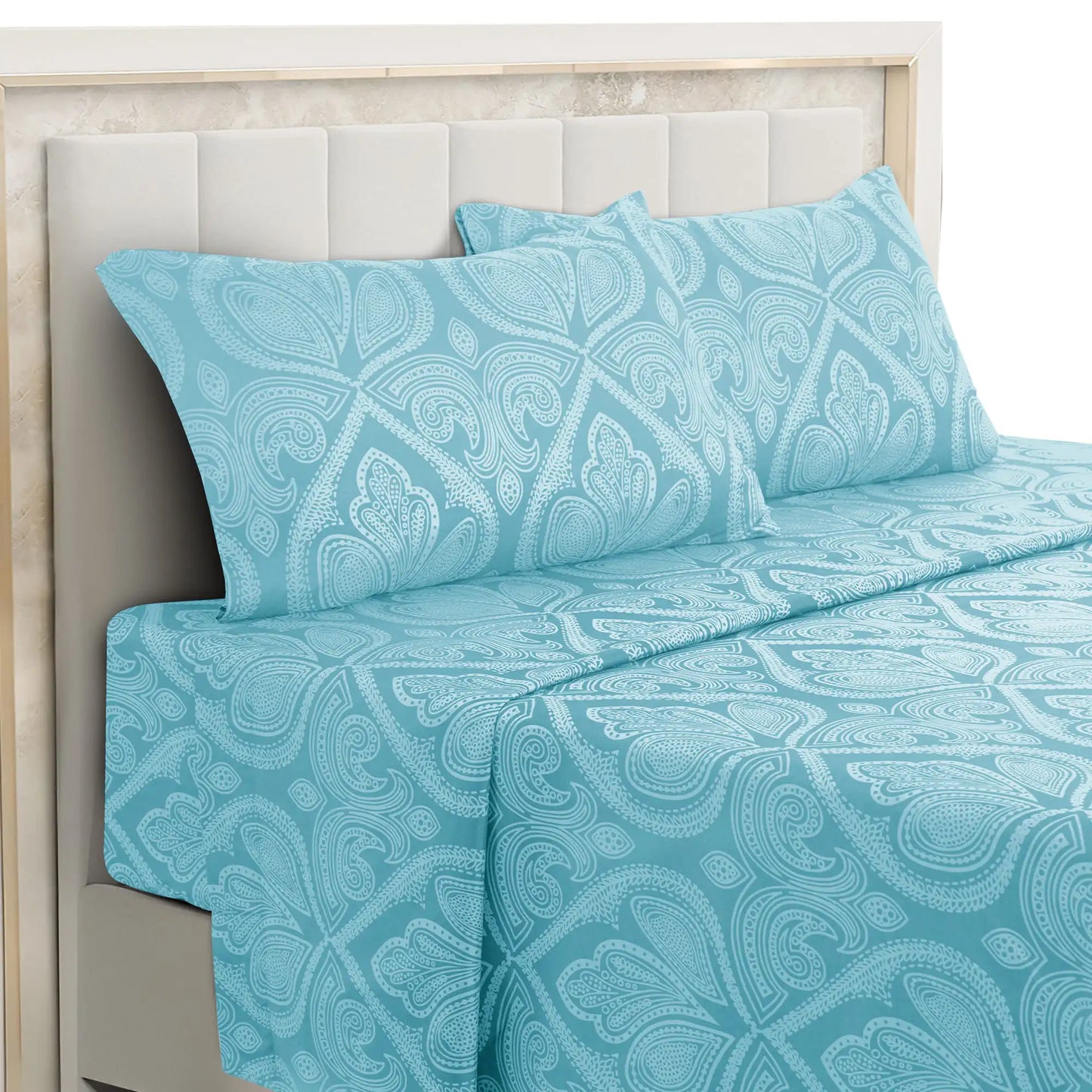 Lux Decor 4 Piece Paisley Bed Sheet Set Wrinkle Resistant Bedding