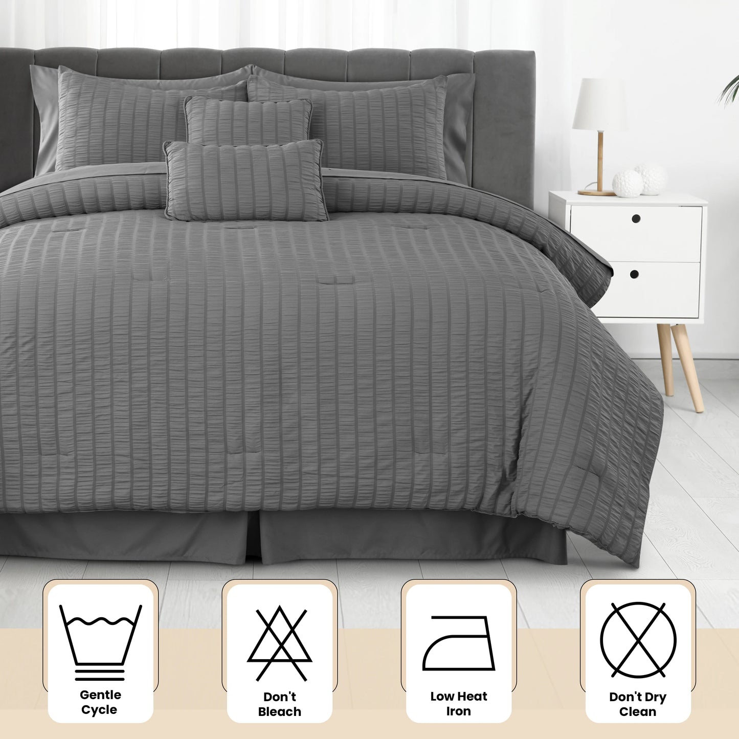 LDC Lux Decor Collection Seersucker Comforter Set With Sheets