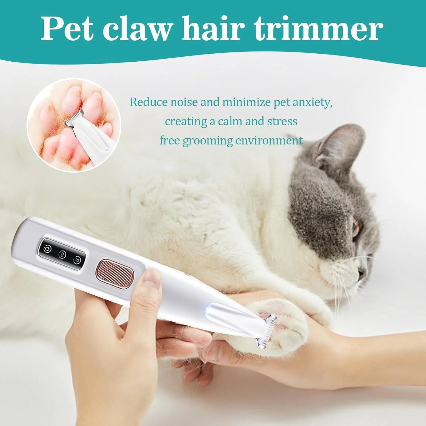 Paw Trimmer For Cats And Dogs Rechargeable Grooming Clippers LED