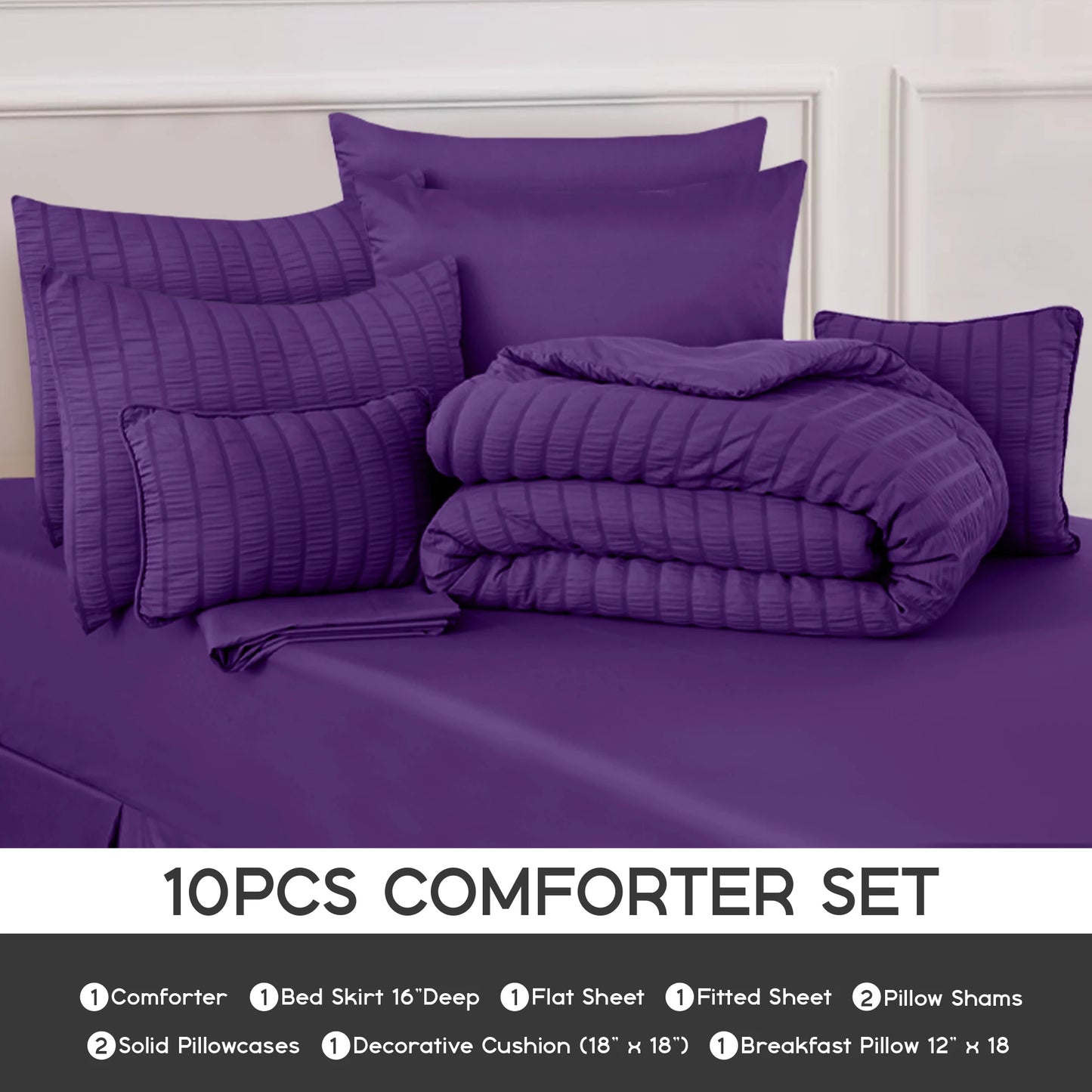 LDC Lux Decor Collection Seersucker Comforter Set With Sheets