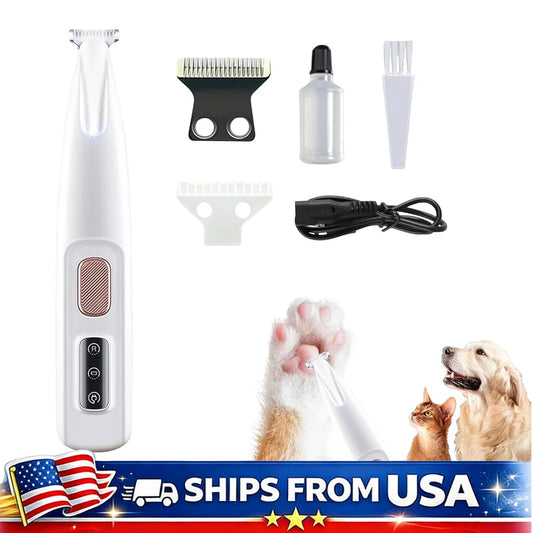 Paw Trimmer For Cats And Dogs Rechargeable Grooming Clippers LED
