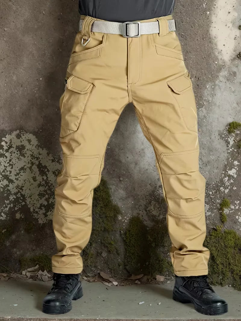Mens Tactical Fleece-Lined Work Pants Heavyweight Slim Fit Safari Style
