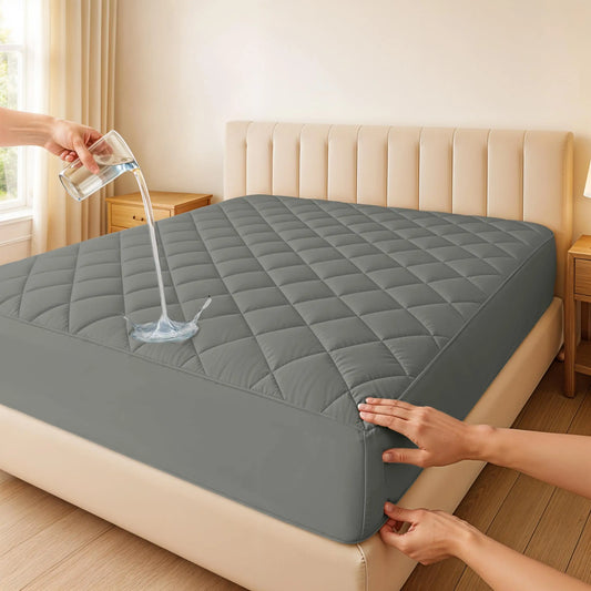 Lux Decor Quilted Mattress Pad With Elastic Fitted Cover