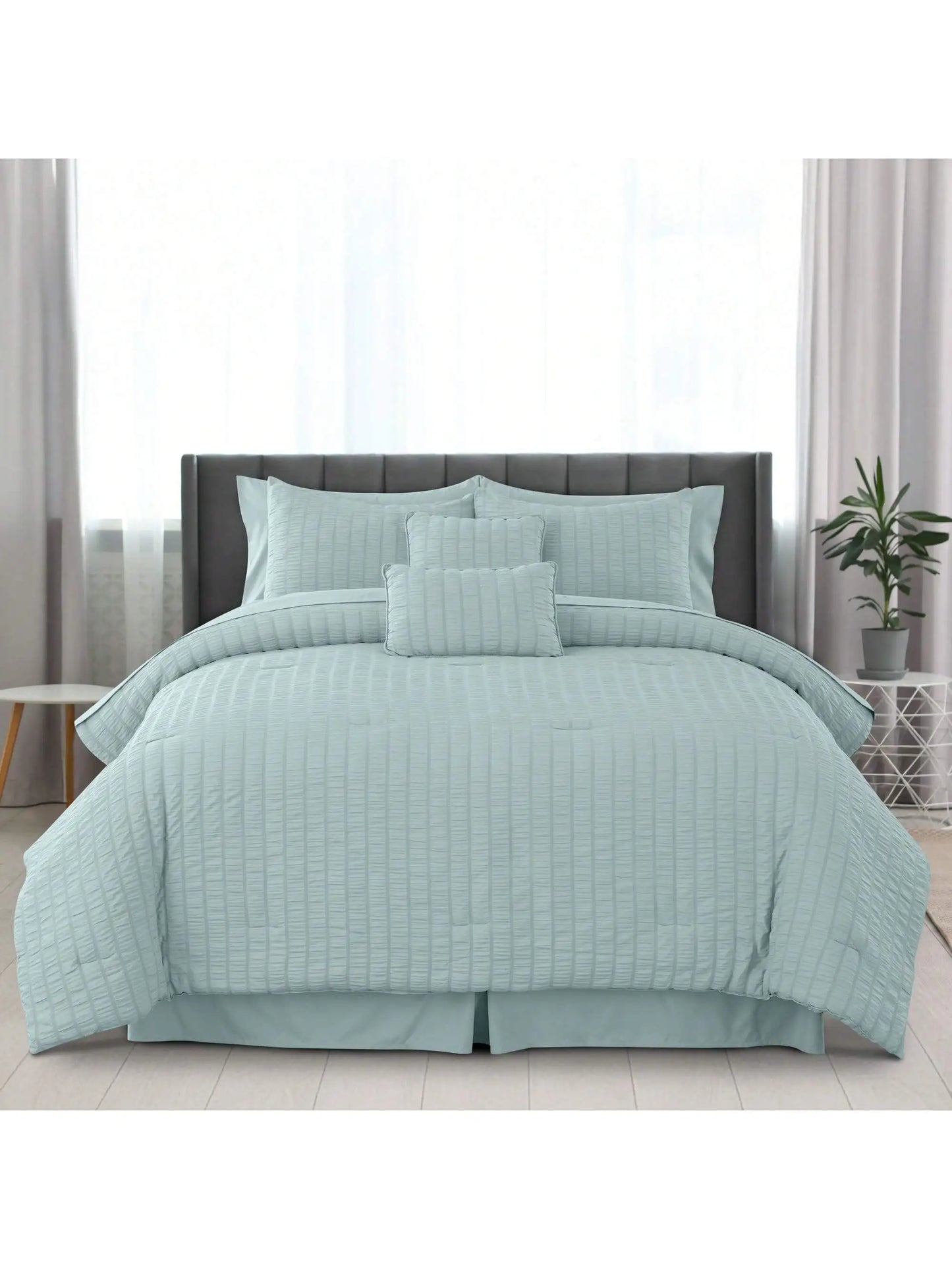 LDC Lux Decor Collection Seersucker Comforter Set With Sheets
