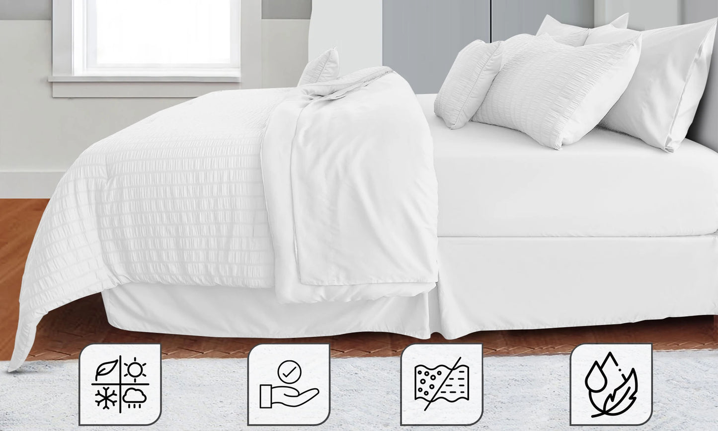 LDC Lux Decor Collection Seersucker Comforter Set With Sheets