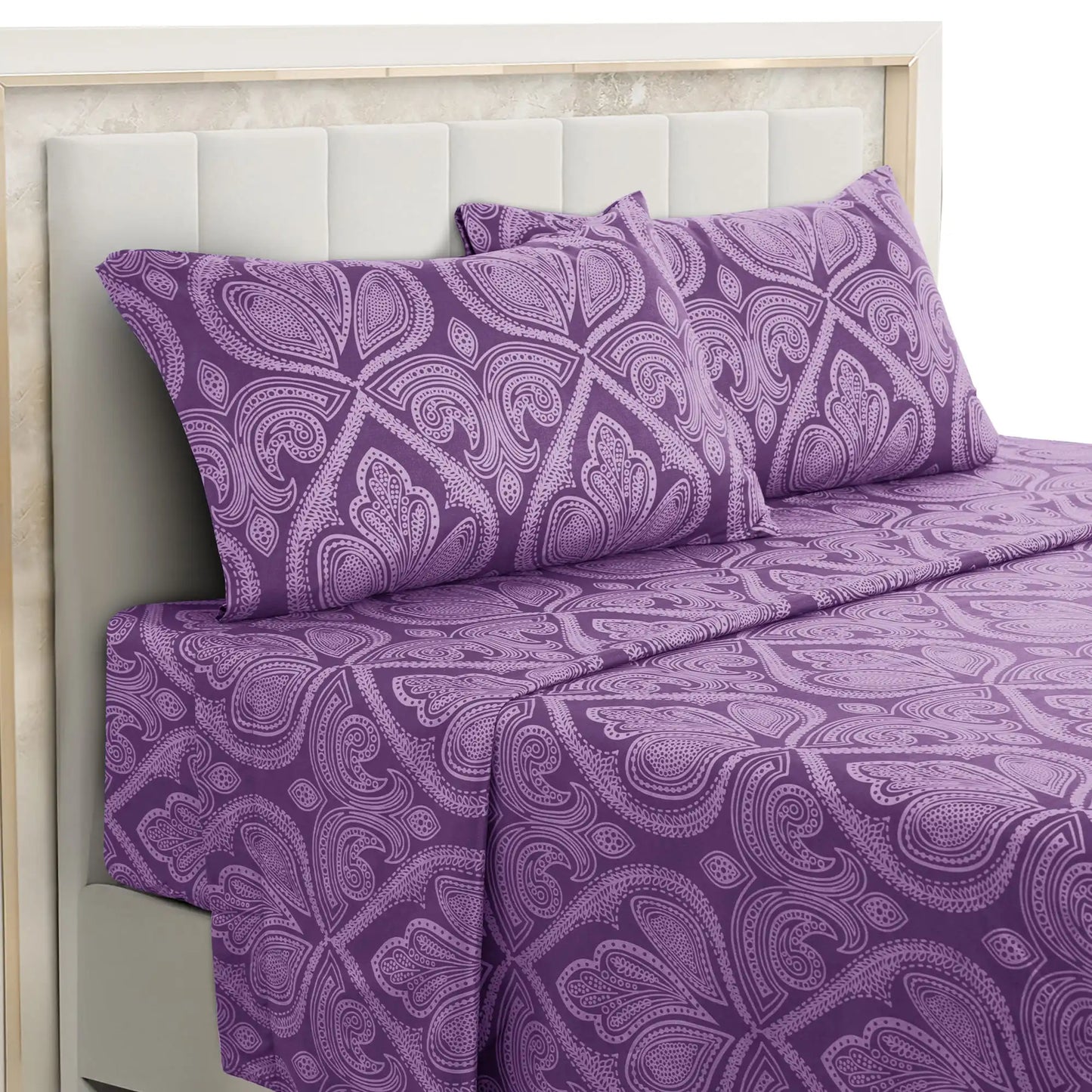 Lux Decor 4 Piece Paisley Bed Sheet Set Wrinkle Resistant Bedding