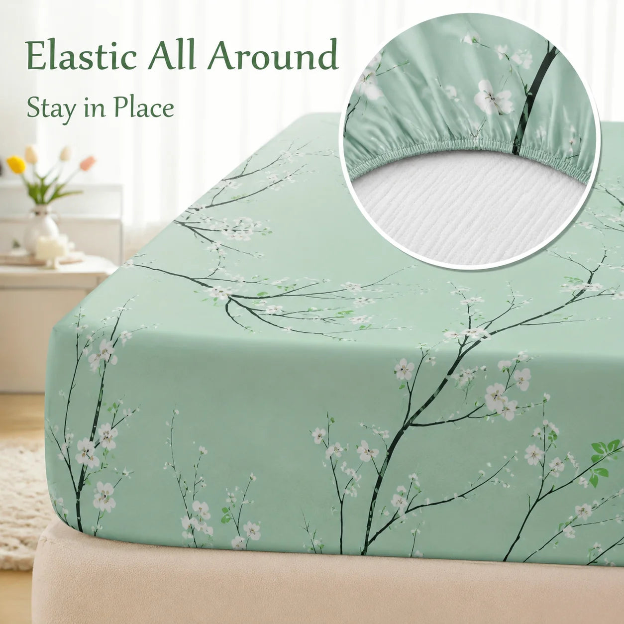 Floral Fitted Sheet Set 3 Piece Deep Pocket Polyester