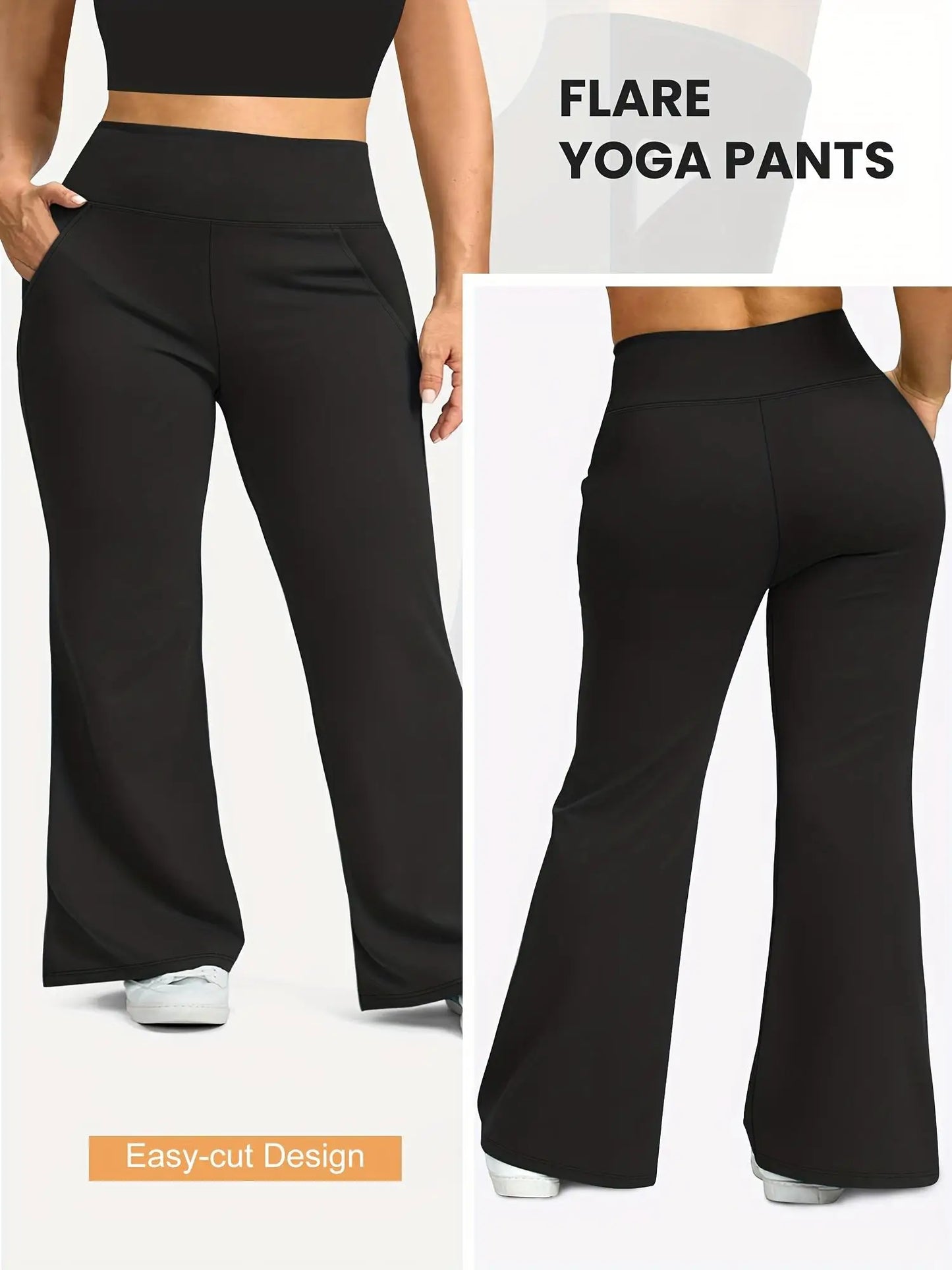 Women's High-Waisted Flared Yoga Pants Polyester Fabric