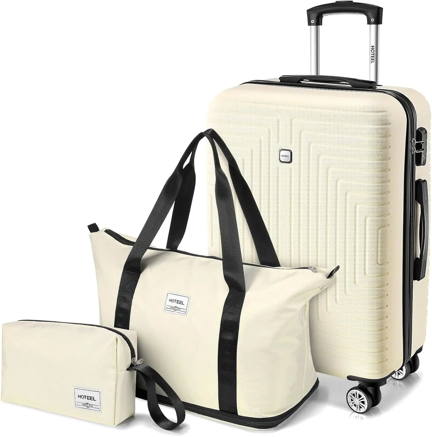 HOTEELCN 3 Piece ABS Luggage Set Spinner TSA Approved