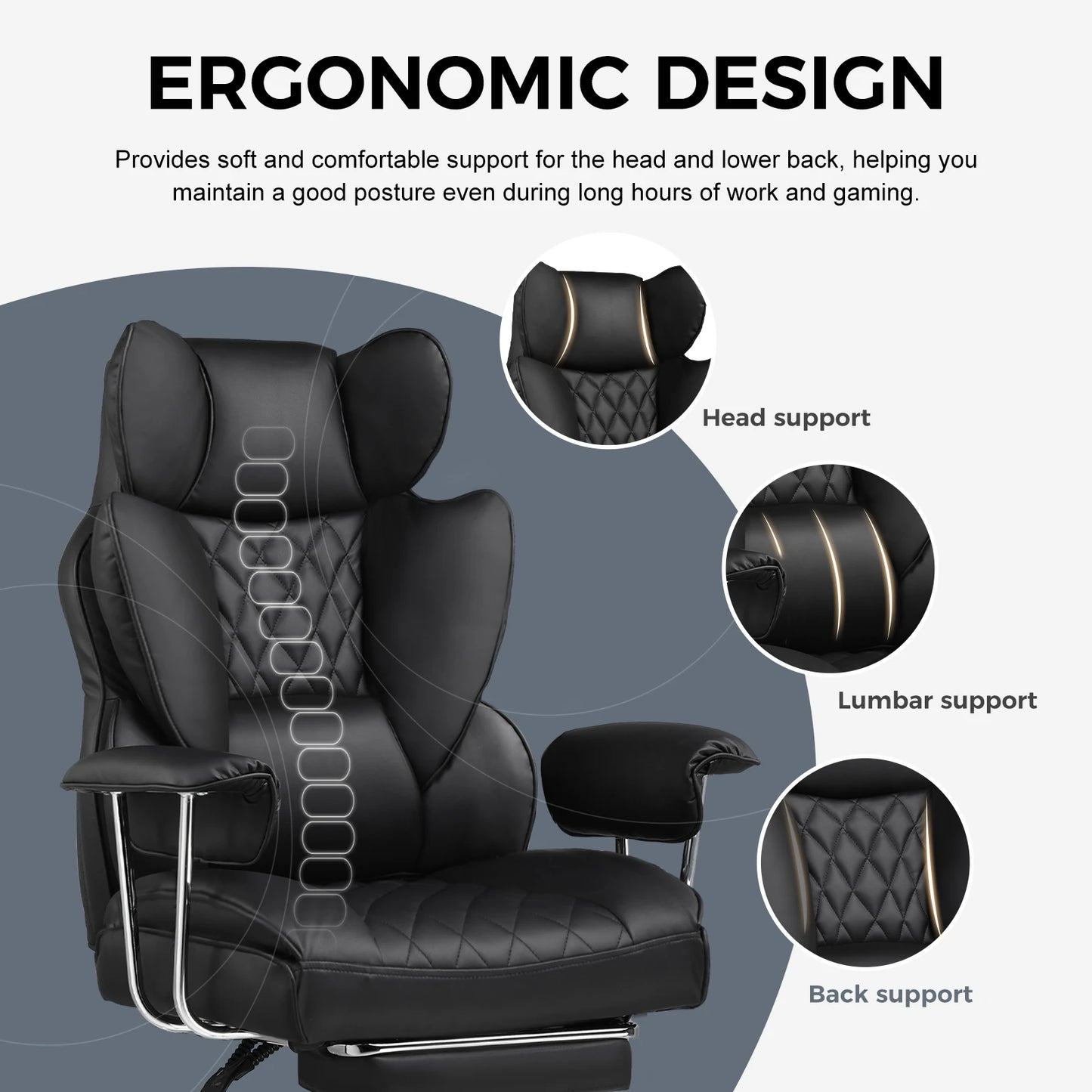 Big and Tall Gaming Chair with Pocket Spring Lumbar Support