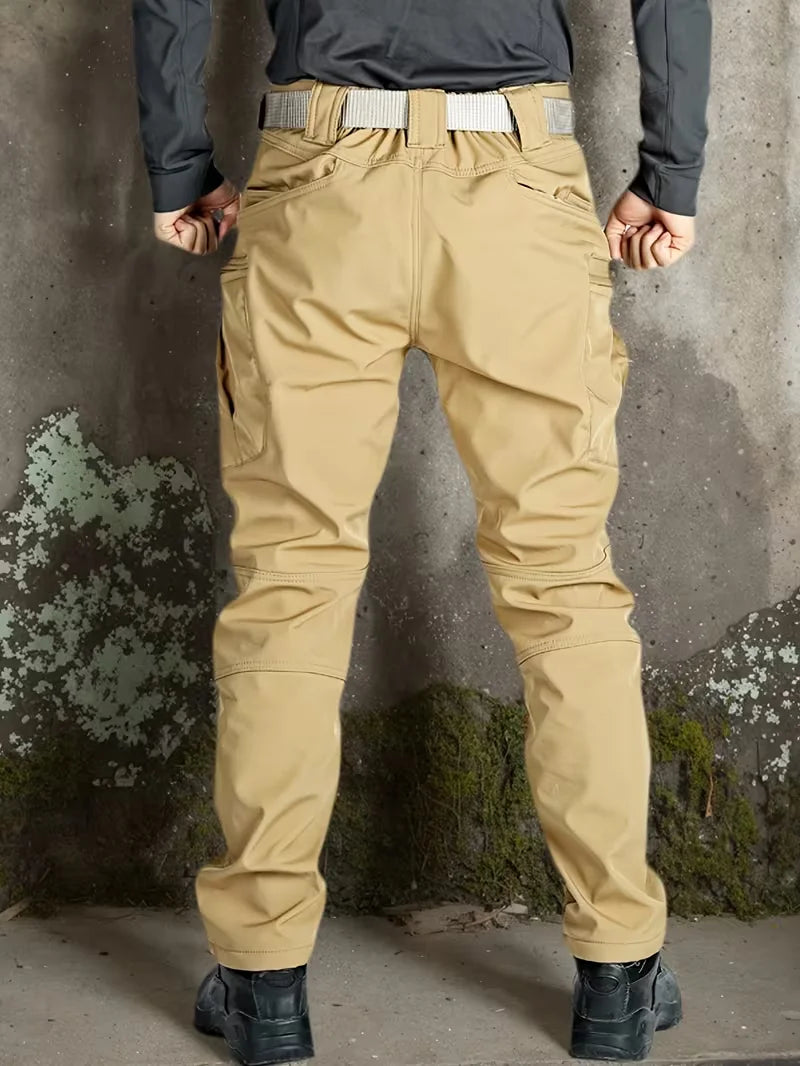 Mens Tactical Fleece-Lined Work Pants Heavyweight Slim Fit Safari Style