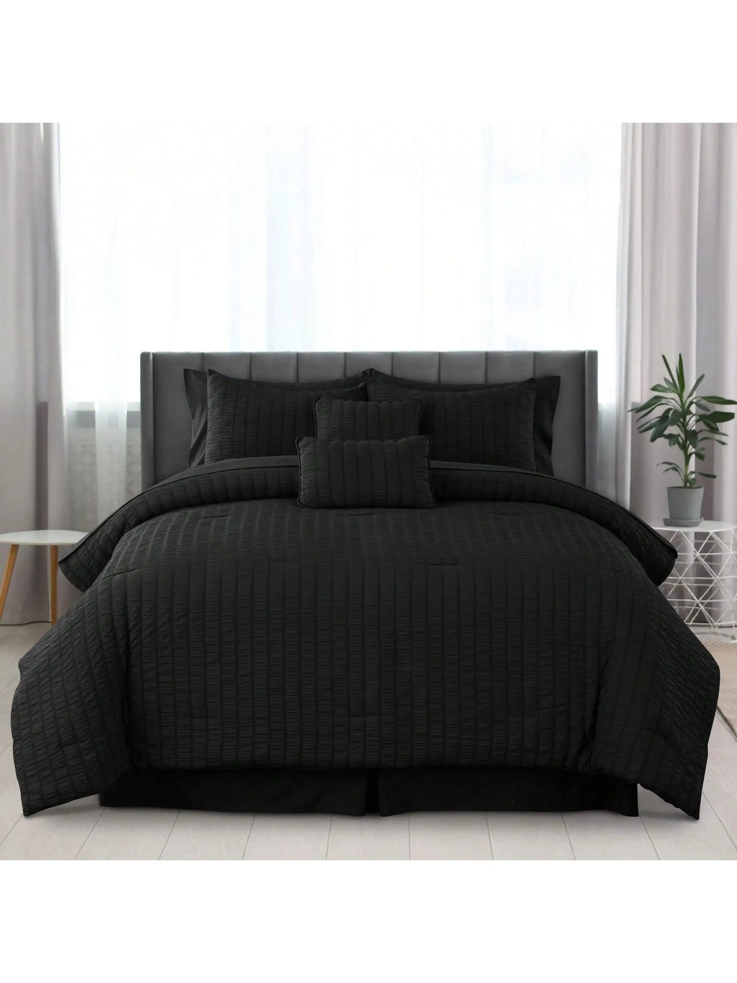 LDC Lux Decor Collection Seersucker Comforter Set With Sheets