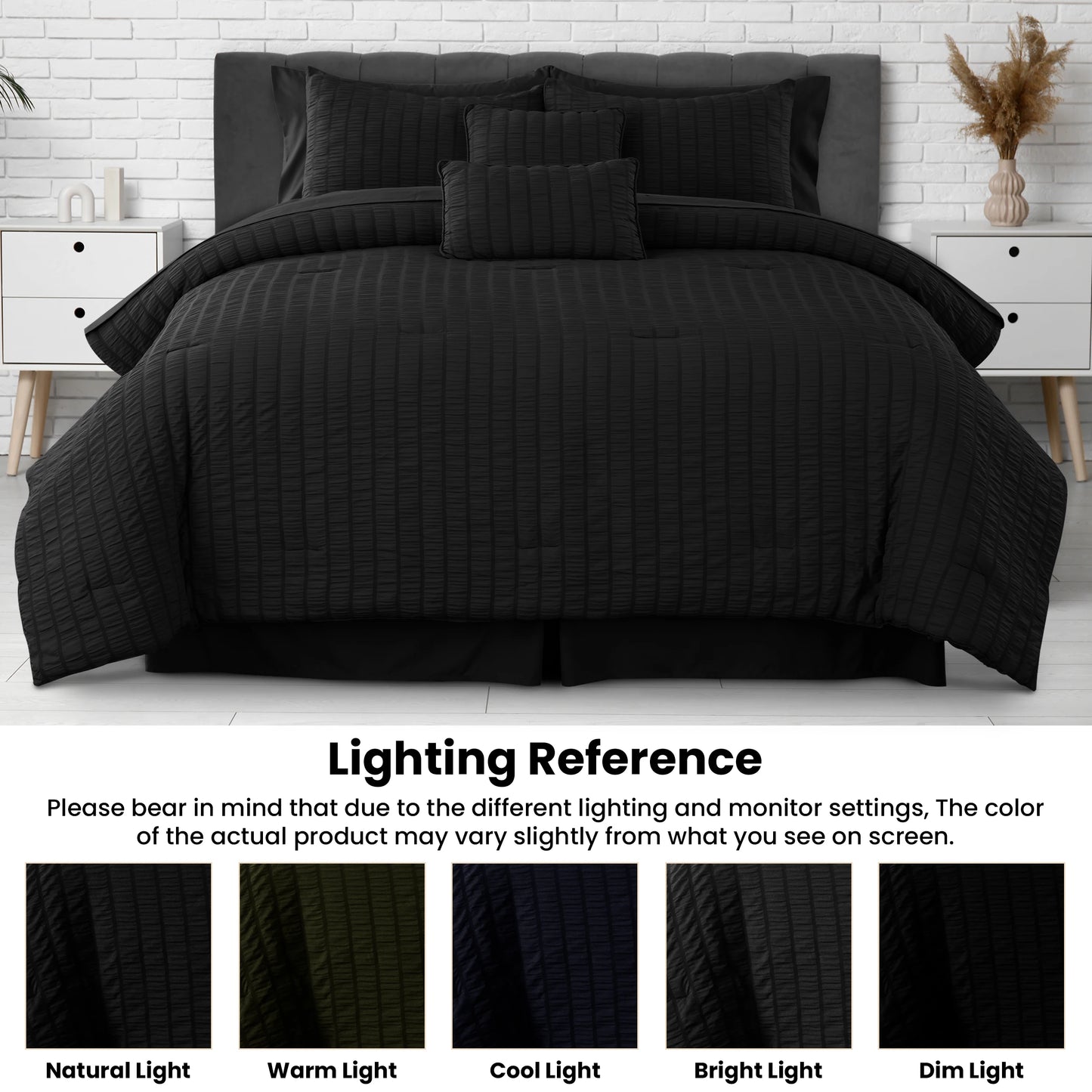 LDC Lux Decor Collection Seersucker Comforter Set With Sheets