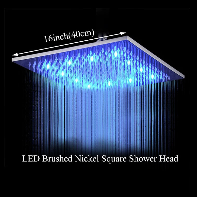 Wanmivezlo LED Color Changing Rainfall Square Brass Shower Head