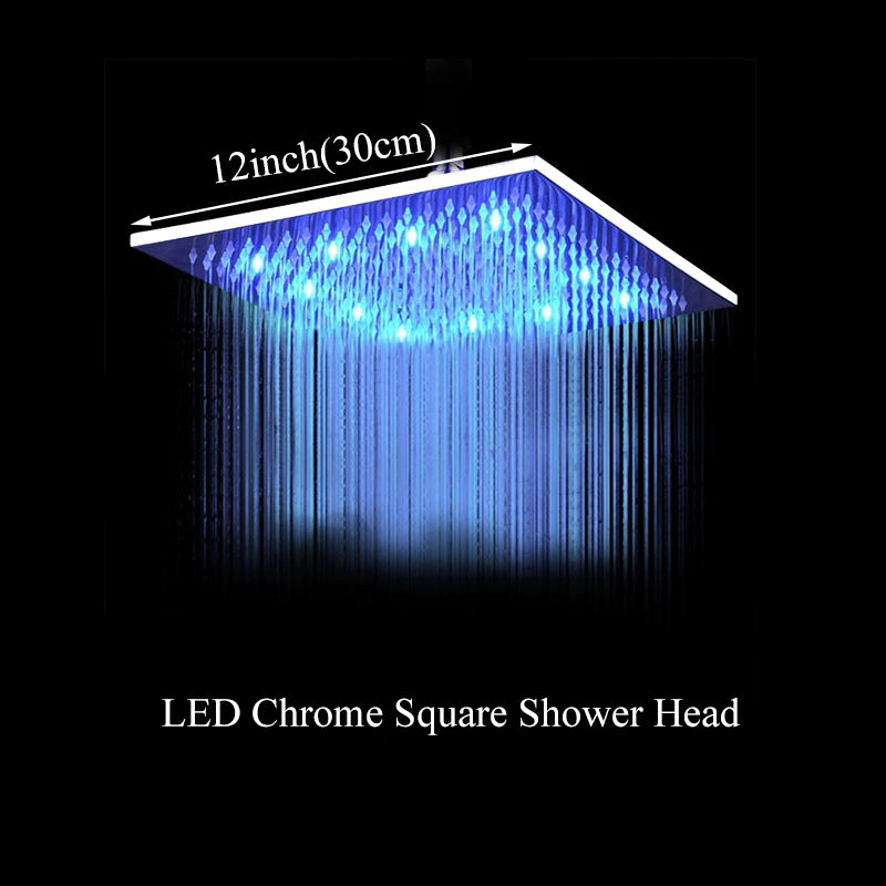 Wanmivezlo LED Color Changing Rainfall Square Brass Shower Head