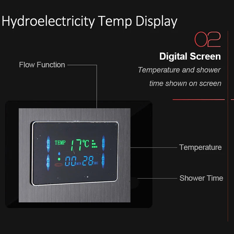 Quyanre LED Shower Panel Tower System With Hydroelectric LCD Display