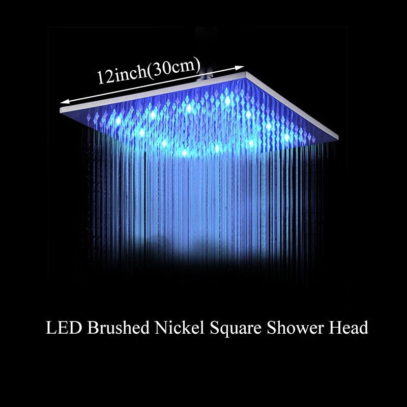 Wanmivezlo LED Color Changing Rainfall Square Brass Shower Head