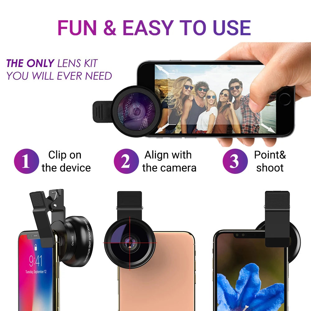 APEXEL iPhone HD Camera Lens Kit Wide Angle Macro Pro