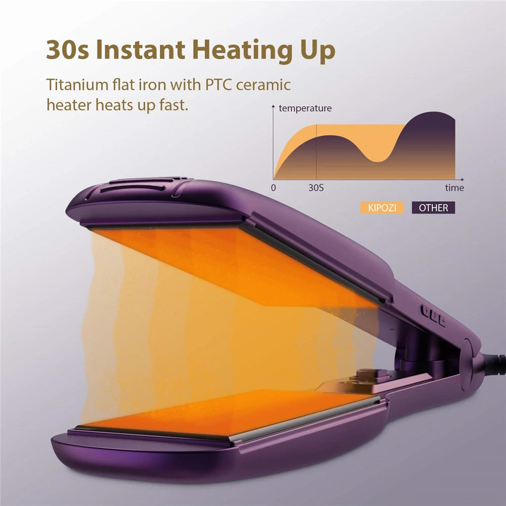 Professional Titanium Flat Iron Hair Straightener With Digital LCD Display