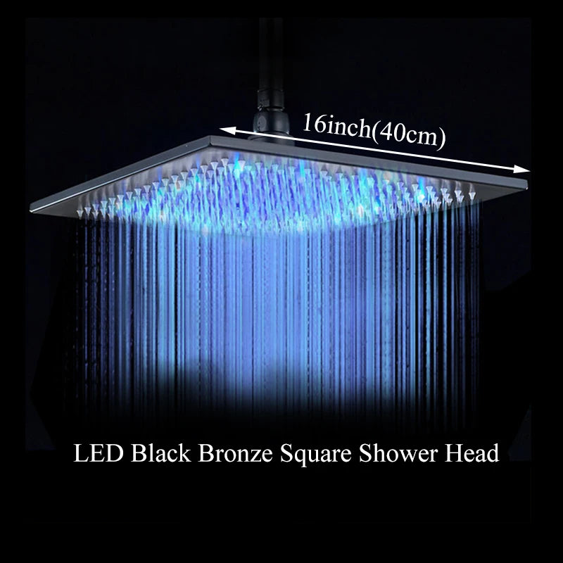 Wanmivezlo LED Color Changing Rainfall Square Brass Shower Head