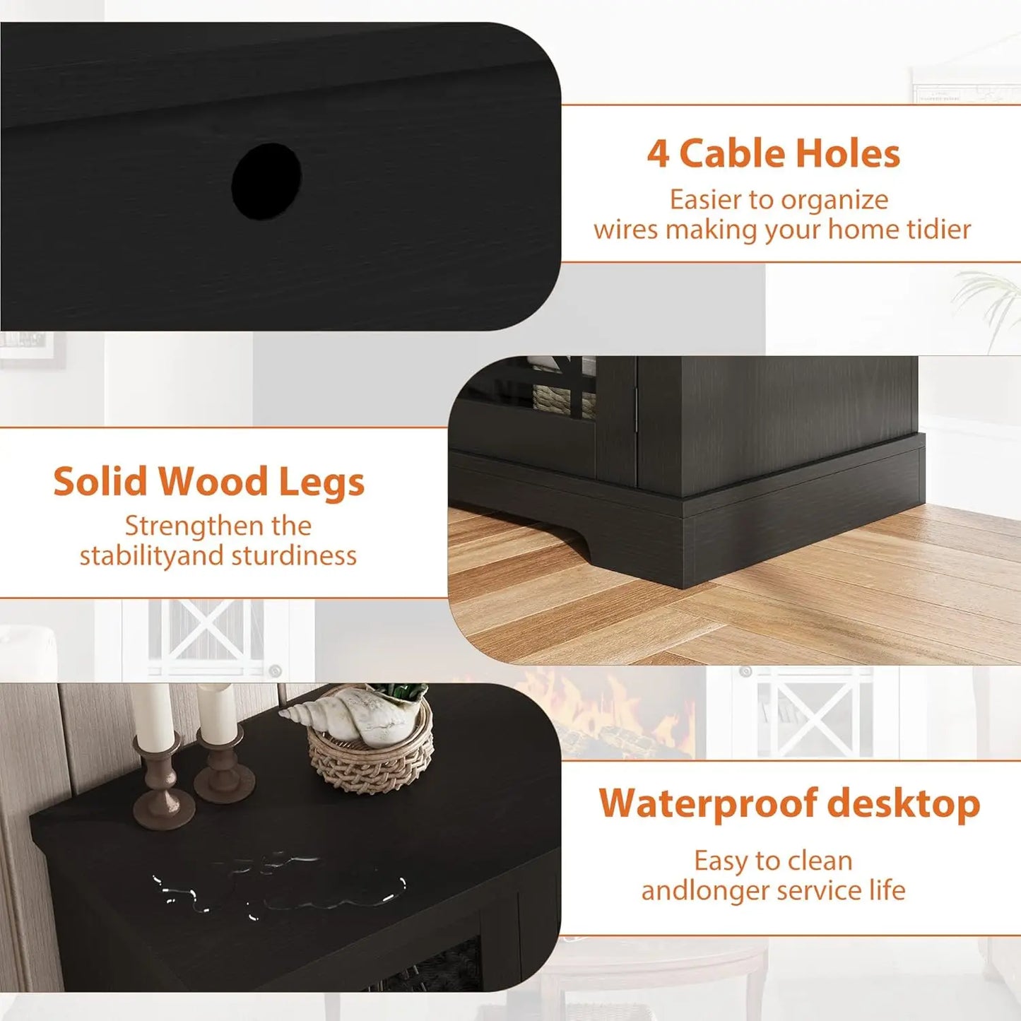 Farmhouse TV Stand Console With Remote LED Lighting