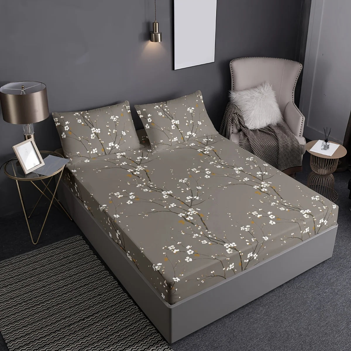 Floral Fitted Sheet Set 3 Piece Deep Pocket Polyester