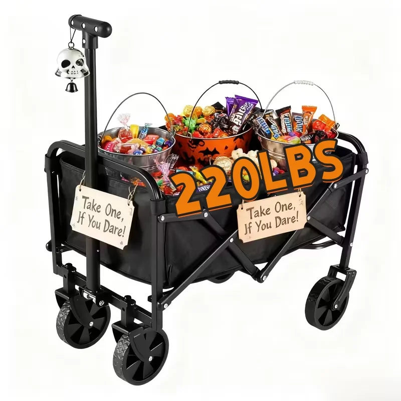 Multifunctional folding outdoor garden trolley, 650 lbs load capacity, suitable for beach, lawn, camping