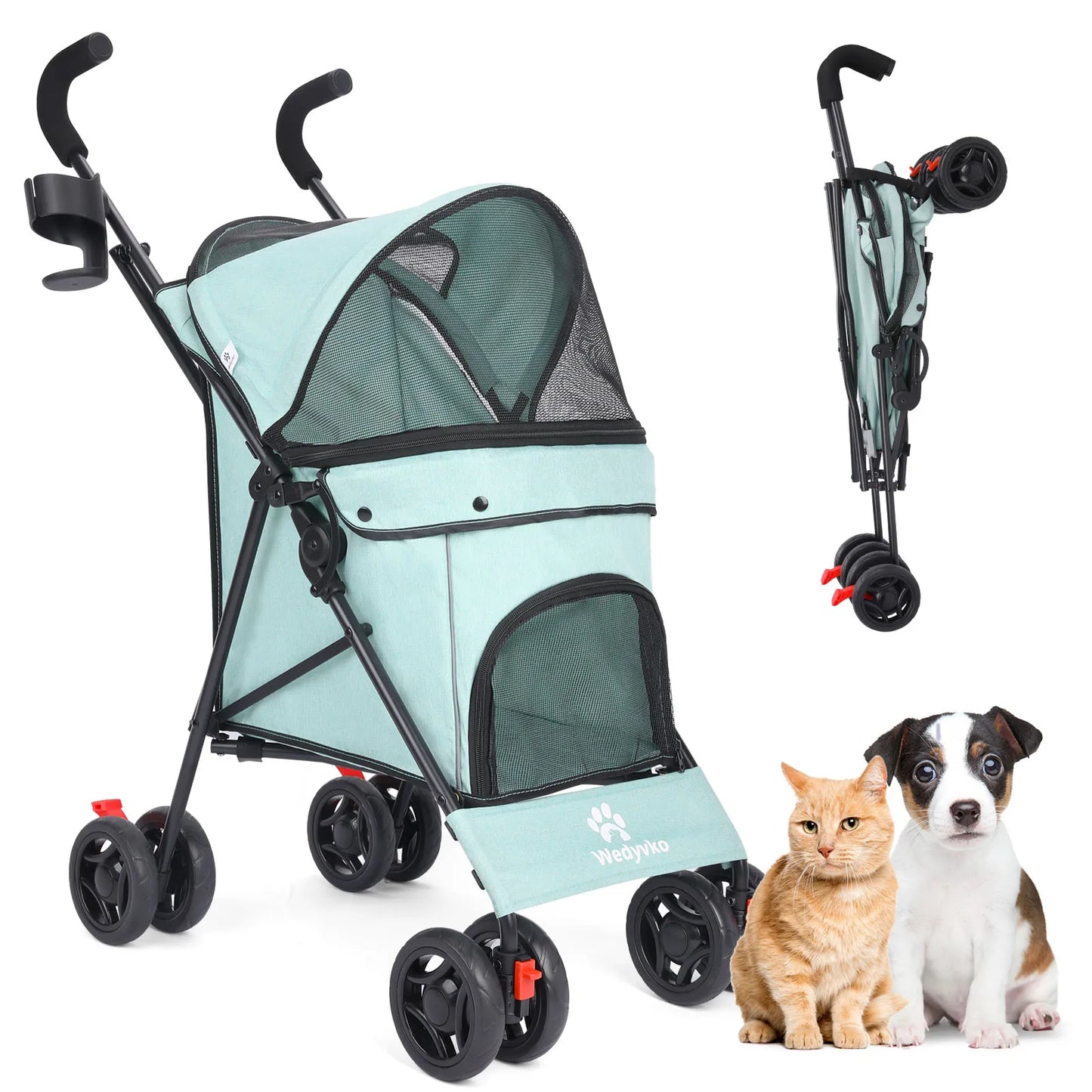 Wedyvko Pet Dog Stroller With Brakes And Storage Travel