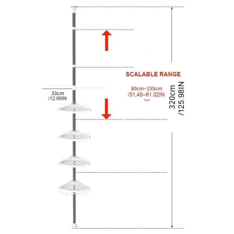 Corner Shower Bar Organizer Towel Rack Waterproof PP Plastic