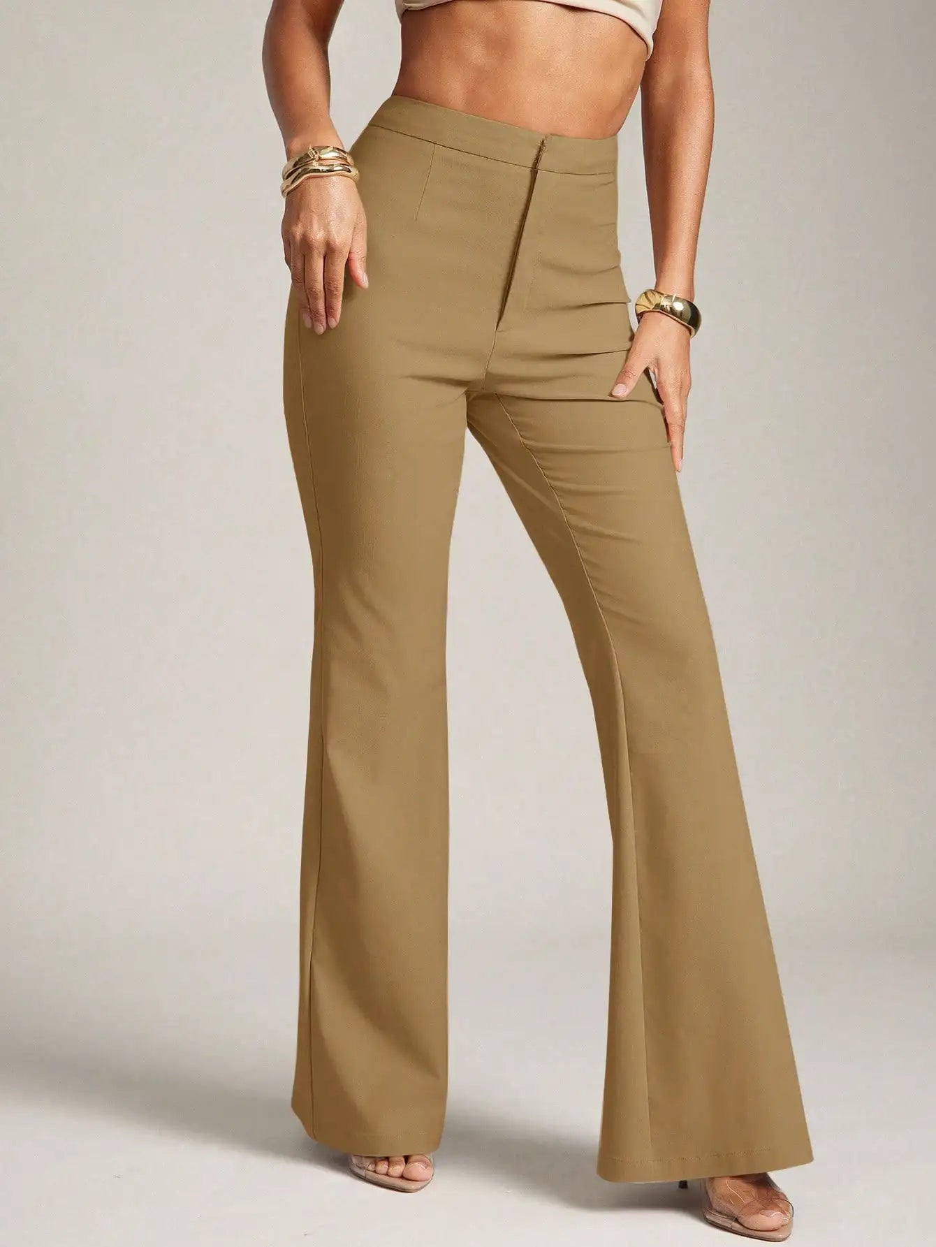 High Waist Flare Leg Pants For Women Office Trousers