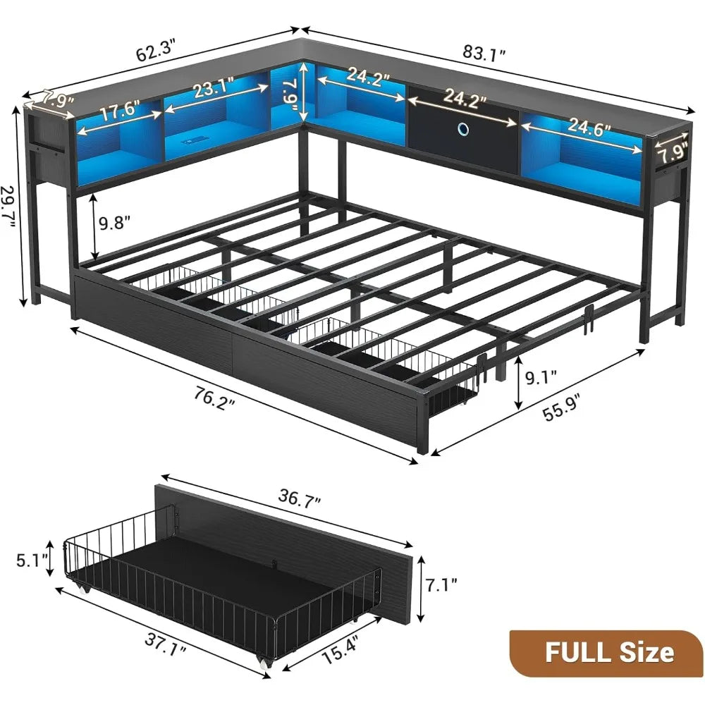 Space Saving Daybed With Storage Drawers And Charging Station