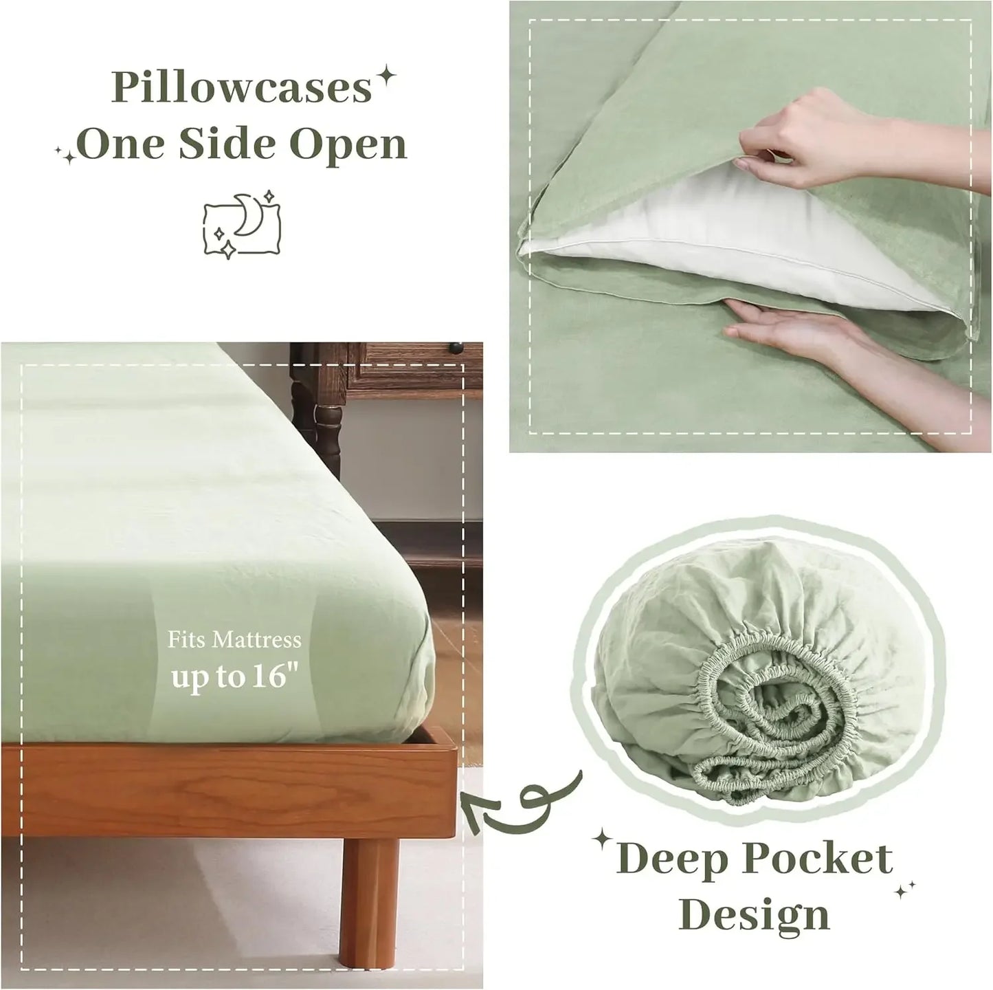 French Linen Sheets Set Natural Flax Bed Sheets Soft Breathable