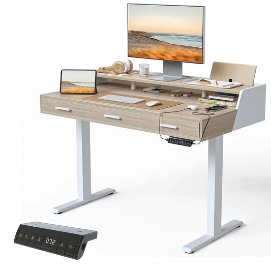 NONEDesk Standing Desk With Monitor Shelf Adjustable Height