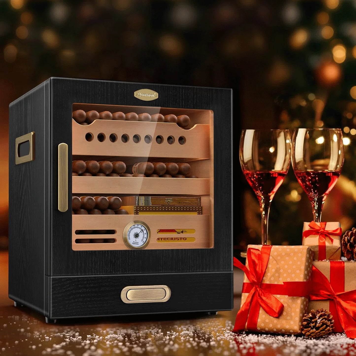 Tesonway Cigar Humidor Cabinet With Spanish Cedar Hygrometer And Humidifiers