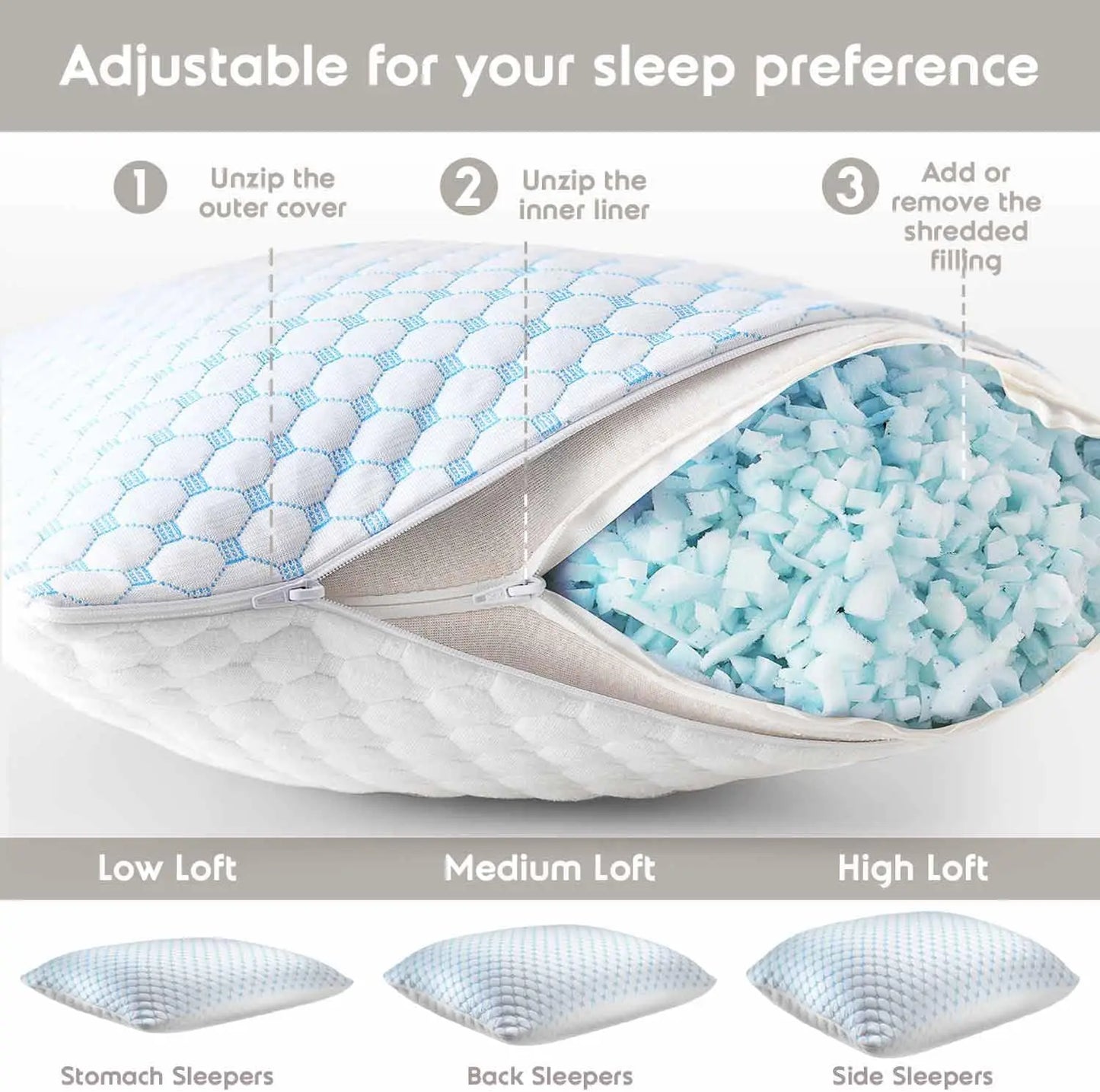 Cooling Gel Pillows With Polyester Filling For All Night Comfort