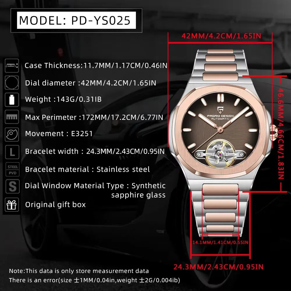 Pagani Design Luxury Automatic Watch Stainless Steel Case