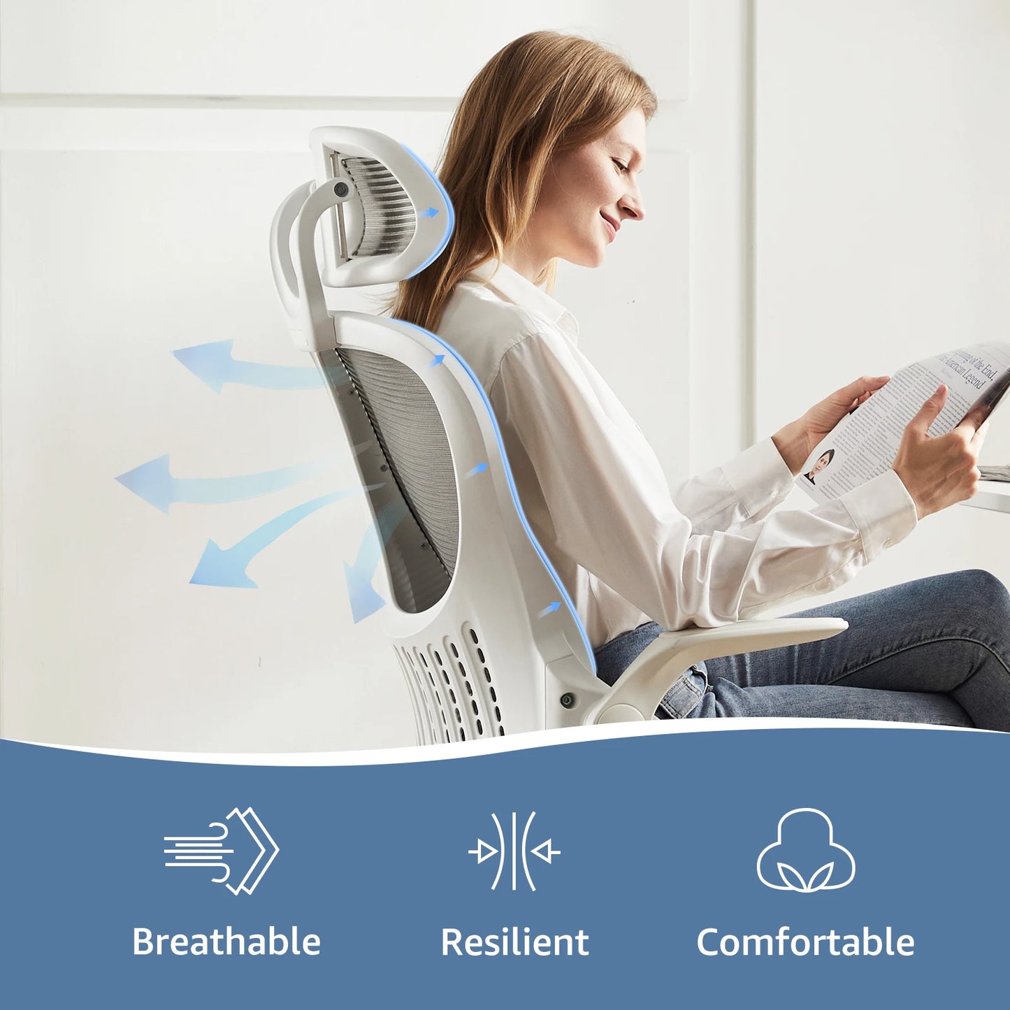 Ergonomic Mesh Office Chair with Adjustable Headrest & Flip-Up Armrests