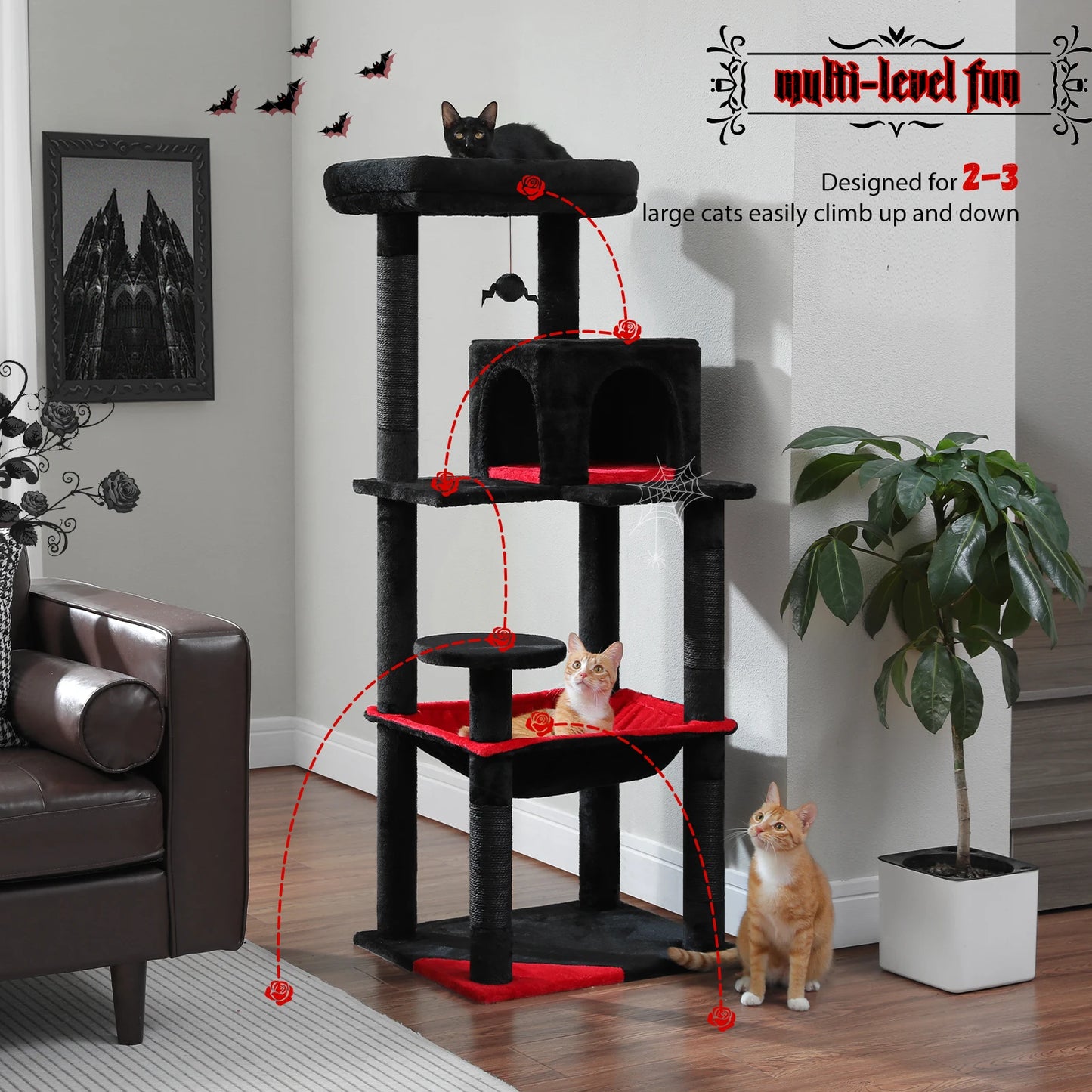 PAWZ Road Five Level Cat Tower For Large Cats Hammock