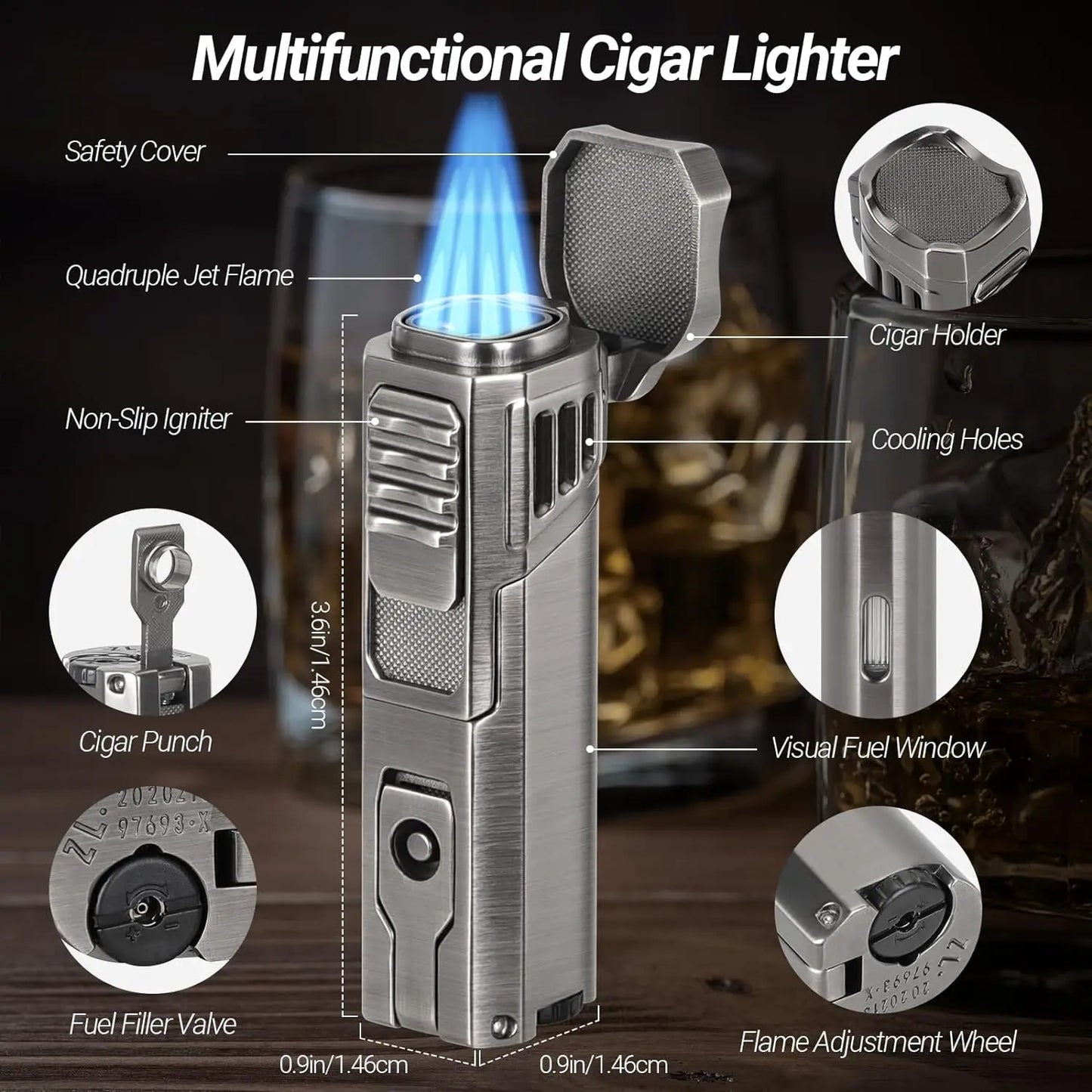 UseWire Cigar Travel Humidor Set ABS Waterproof Pressure Resistant