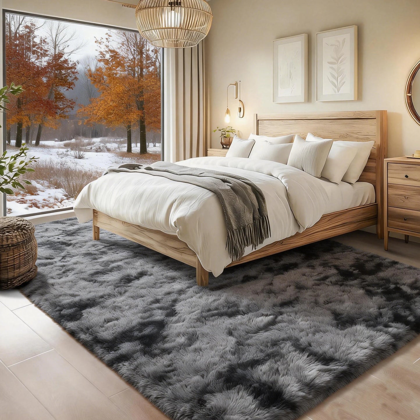 Machine Washable Shag Rug For Living Room And Bedroom Decor