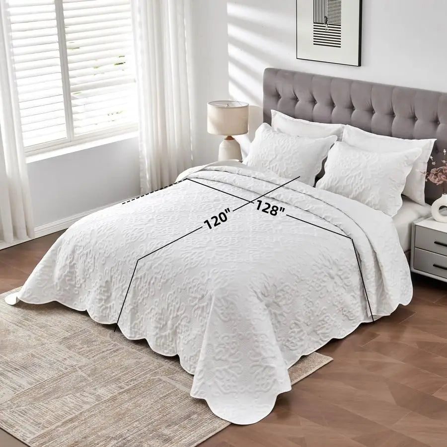 Lightweight 3 Piece Quilted Coverlet Set 100 Percent Cotton